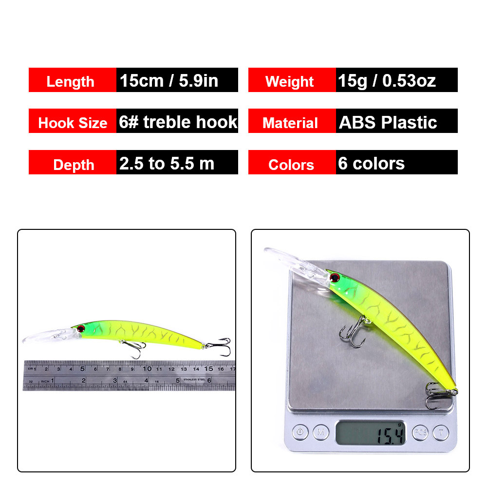 1PCS 15cm 15g  Deep Diving Jer - огляд і ціна Fishing Lure Crankbait